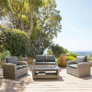 Rattan SANTORINI készlet 4 fő részére (szürke)