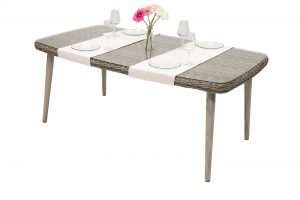 Garden rattan asztal üveg VICTORIA 180 x 100 cm-es