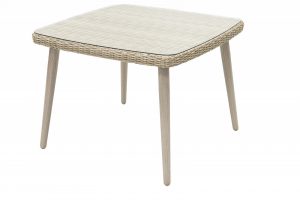 Kerti rattan asztal üveggel VICTORIA 100 x 100 cm (bézs)