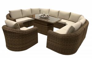 Rattan moduláris étkezőgarnitúra BORNEO 9 személyes (barna)
