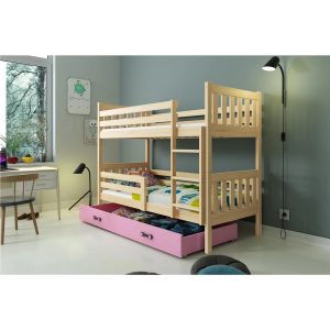 CARINO Gyermek emeletes ágy 190x80 cm Rózsaszín Fehér BMS