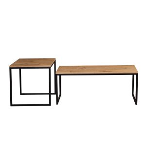 NATI dohányzóasztalok (kézműves tölgy / fekete) T-TABLE
