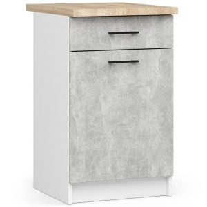 Konyhaszekrény OLIVIA S50 SZ1 - fehér/beton. Akord