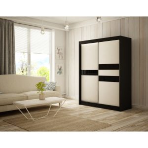 Arrow Gardróbszekrény - 120 cm Fekete matt / fehér matt Fekete Furniture